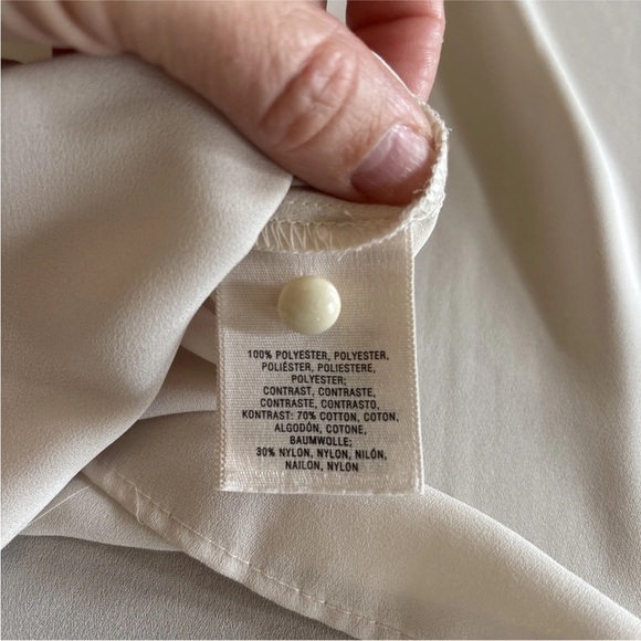 Anthropologie Maeve Lace Trace Tee Blouse Women's 10 Ivory Flutter Sleeve Top - Picture 9 of 15